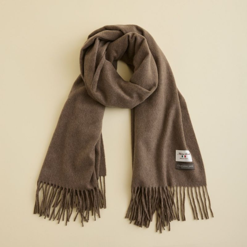 イタリア製再生カシミヤ100％大判無地ストール＜ブラウン＞