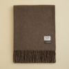 イタリア製再生カシミヤ100％大判無地ストール＜ブラウン＞
