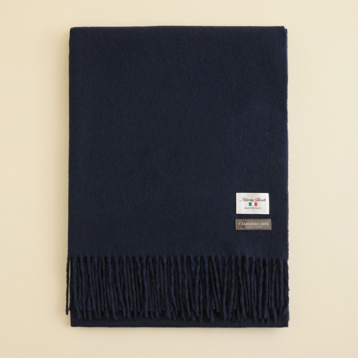 イタリア製再生カシミヤ100％大判無地ストール＜ネイビー＞