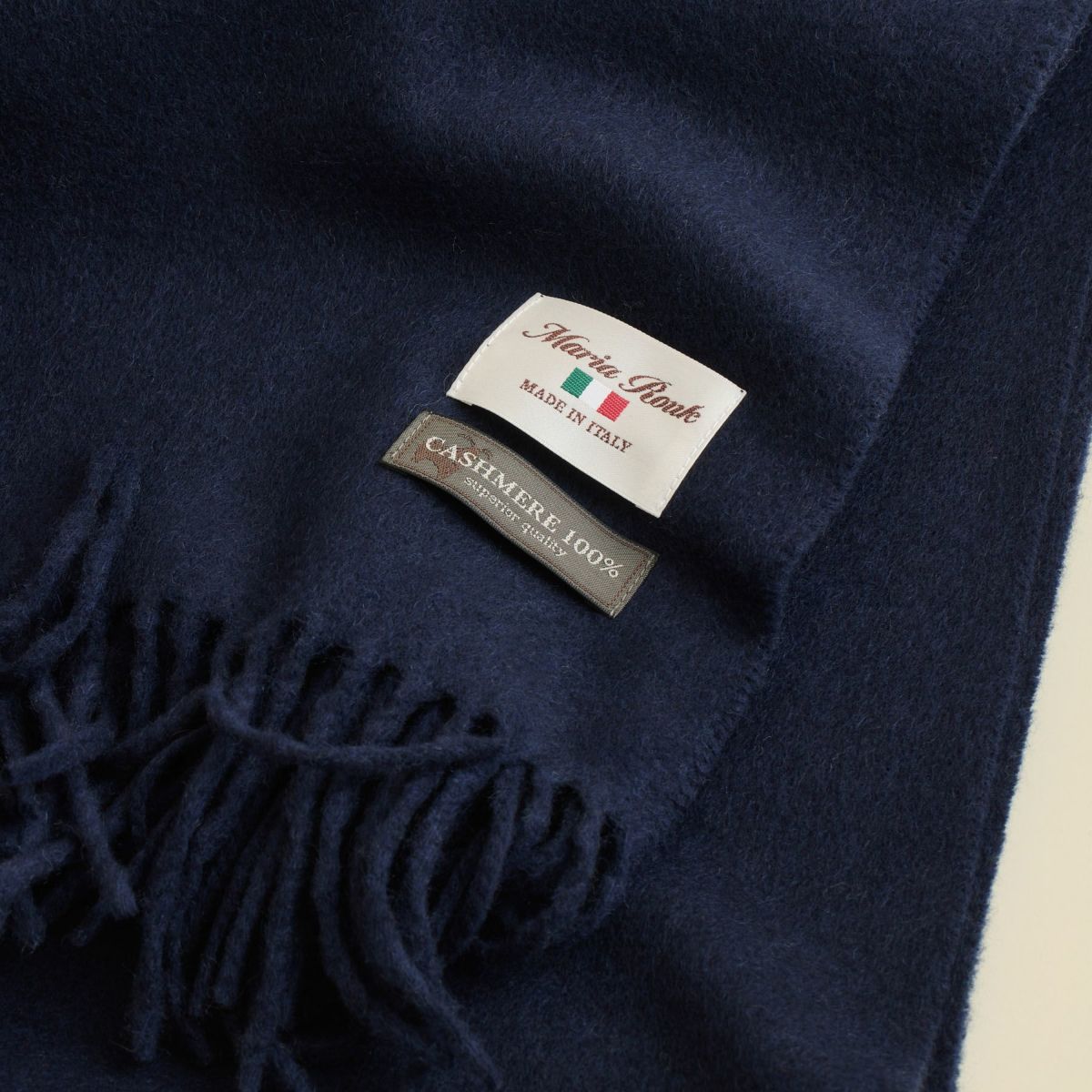 イタリア製再生カシミヤ100％大判無地ストール＜ネイビー＞