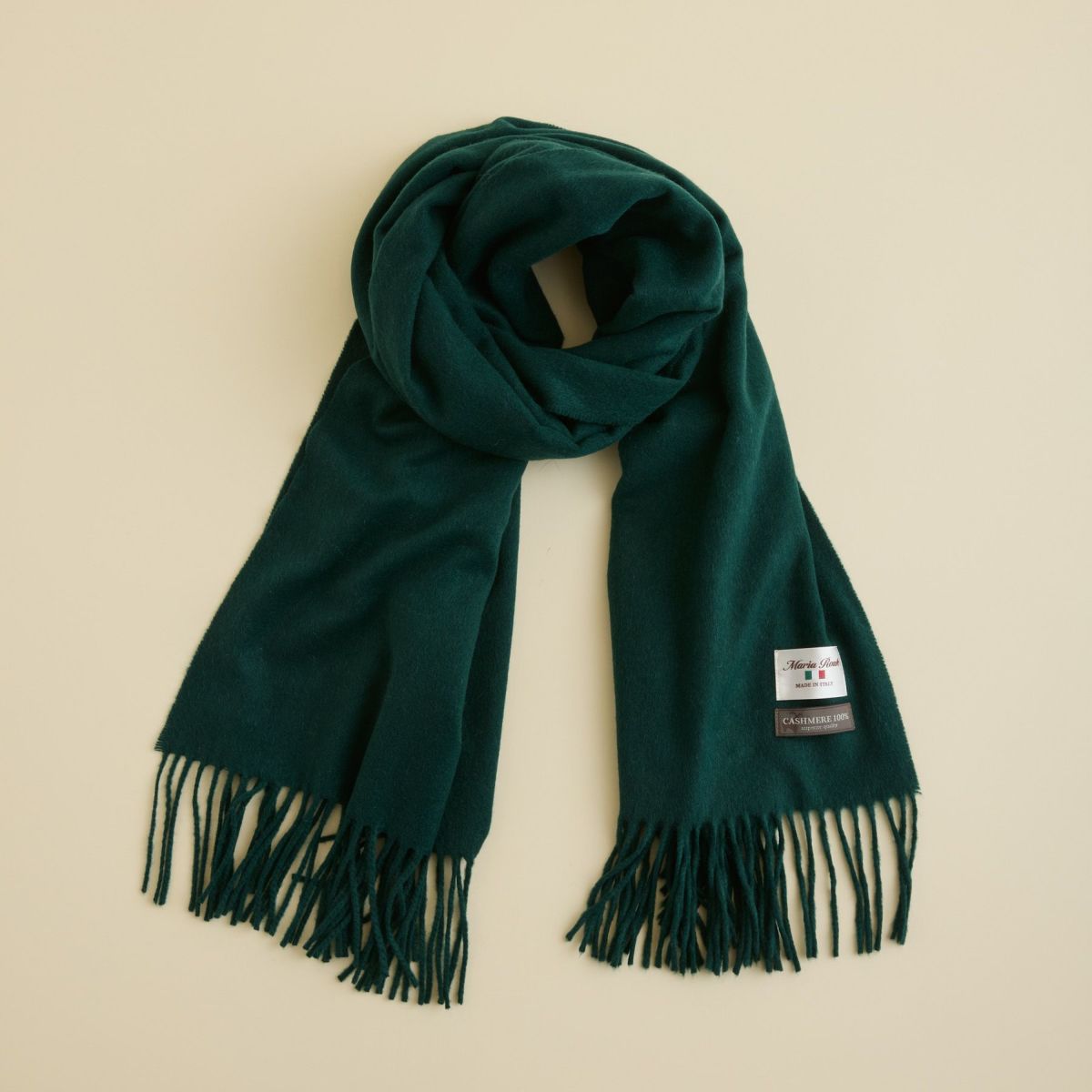 イタリア製再生カシミヤ100％大判無地ストール＜グリーン＞