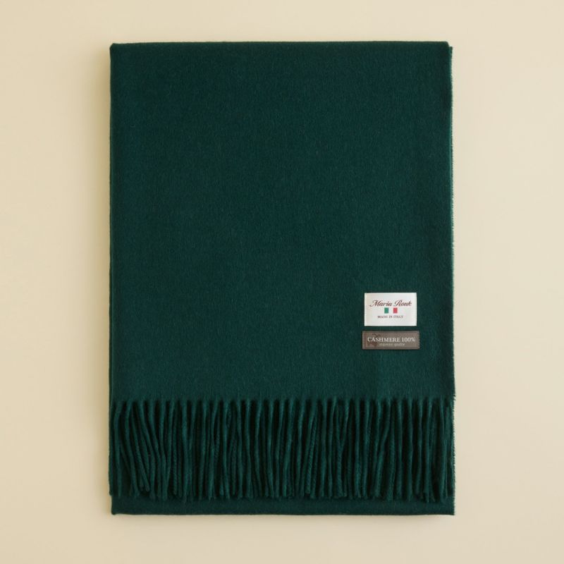 イタリア製再生カシミヤ100％大判無地ストール＜グリーン＞