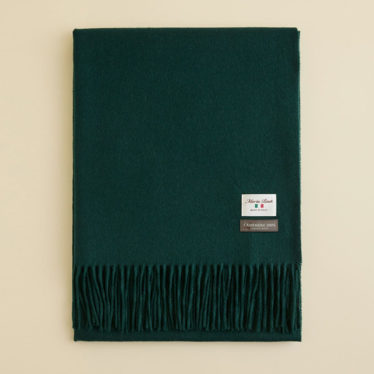 イタリア製再生カシミヤ100％大判無地ストール＜グリーン＞