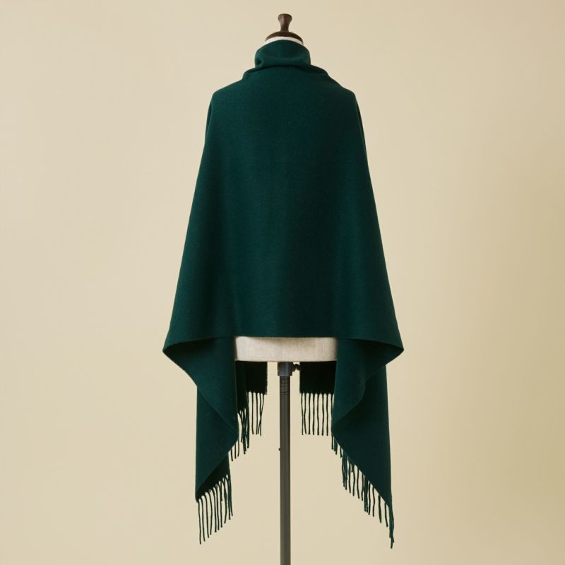 イタリア製再生カシミヤ100％大判無地ストール＜グリーン＞
