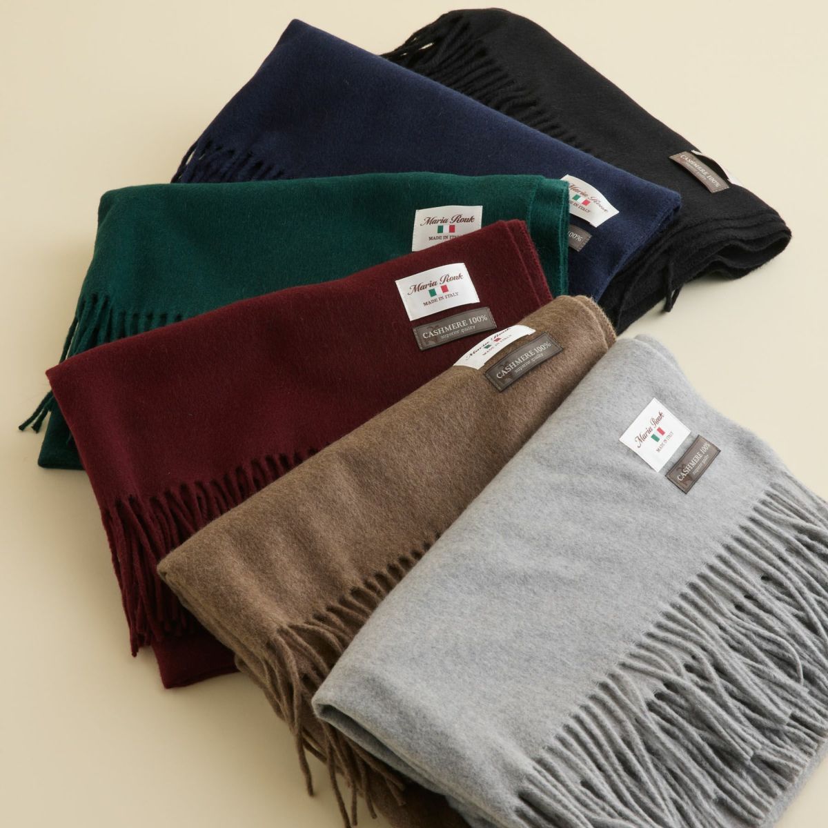 イタリア製再生カシミヤ100％大判無地ストール＜ボルドー＞