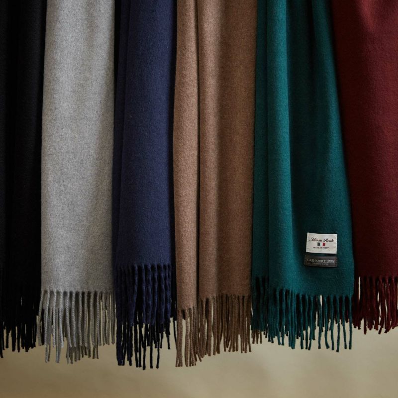 イタリア製再生カシミヤ100％大判無地ストール＜ボルドー＞