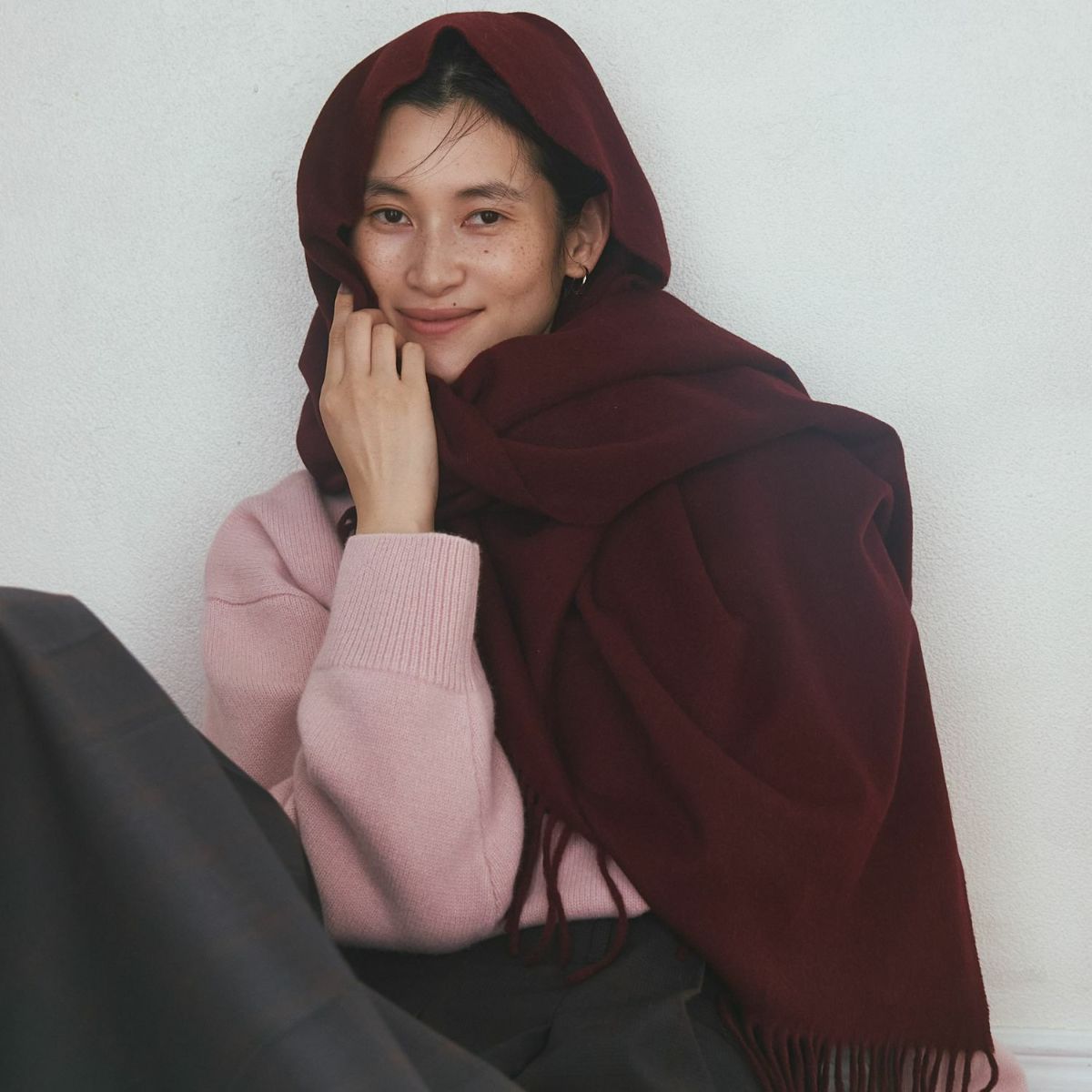 イタリア製再生カシミヤ100％大判無地ストール