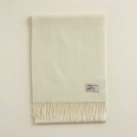 無染色】カシミヤ100%無地マフラー＜ホワイト＞