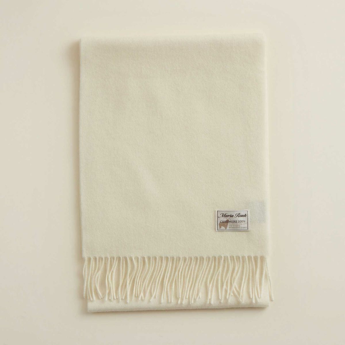 無染色】カシミヤ100%無地マフラー＜ホワイト＞