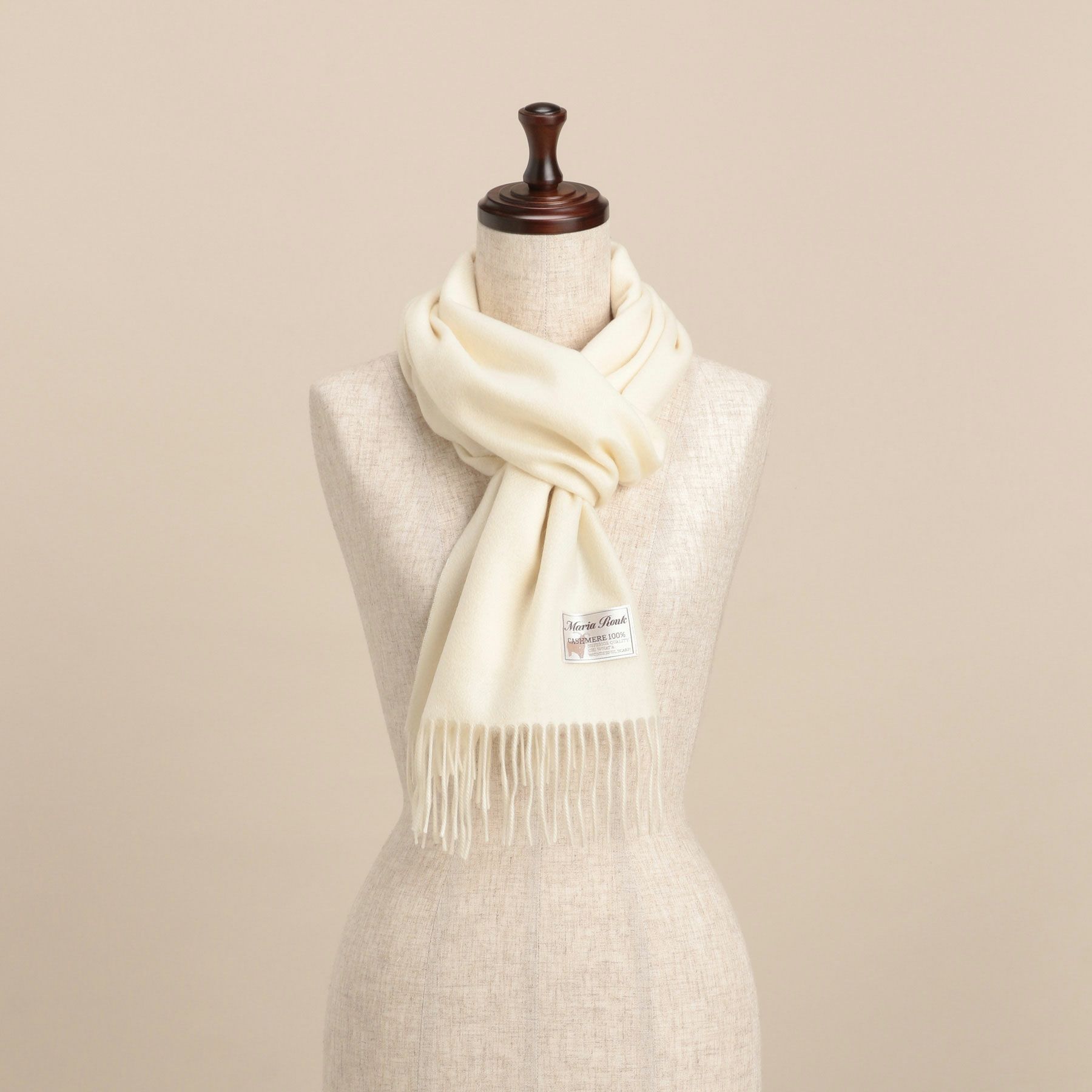 無染色】カシミヤ100%無地マフラー＜ホワイト＞ | Maria Rouk（マリア  