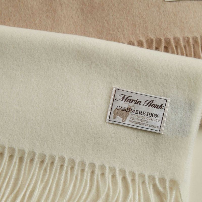 無染色】カシミヤ100%無地マフラー＜ホワイト＞