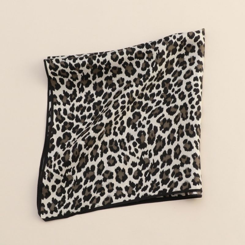 レオパードスカーフ＜グレー＞　シルク100%　日本製