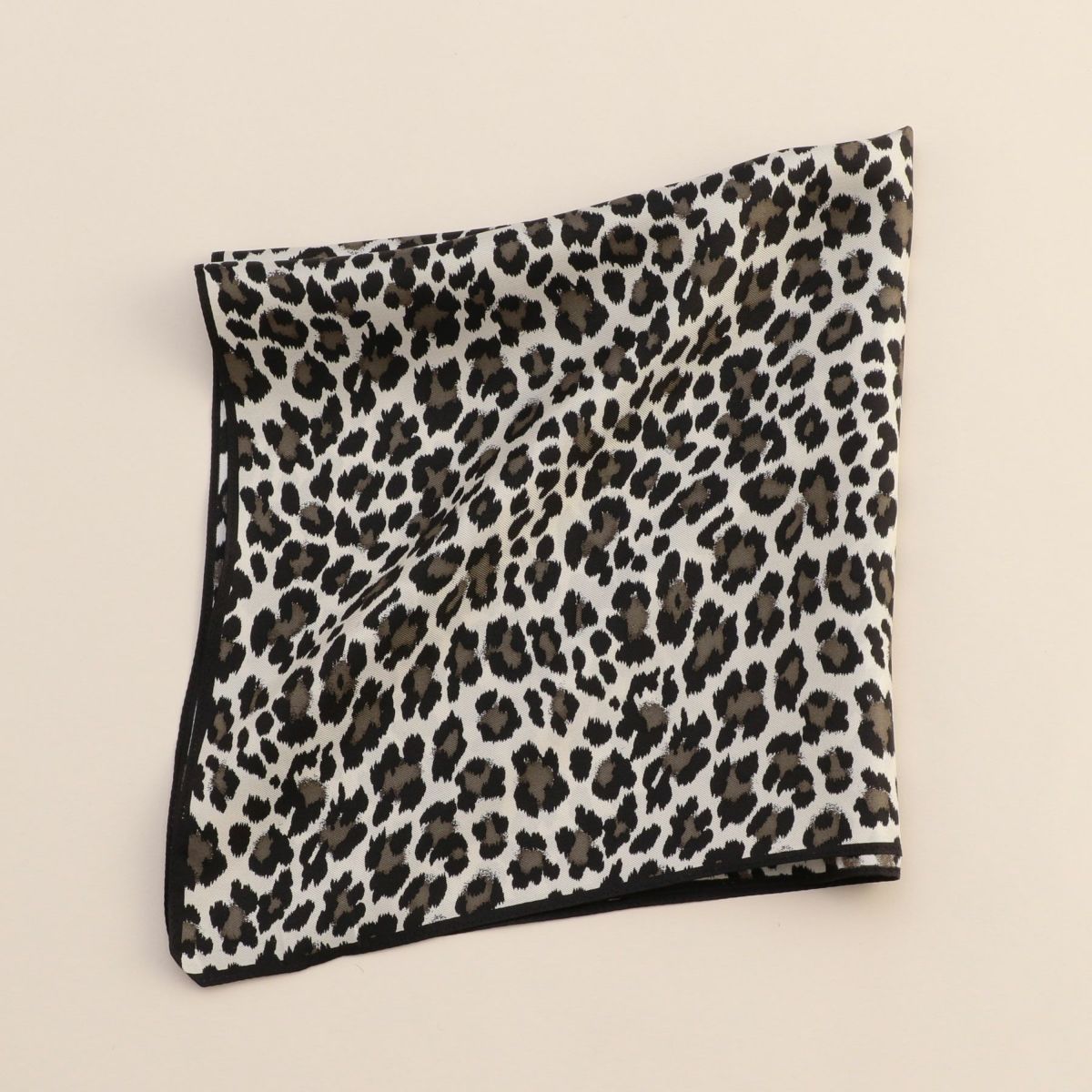 レオパードスカーフ＜グレー＞　シルク100%　日本製