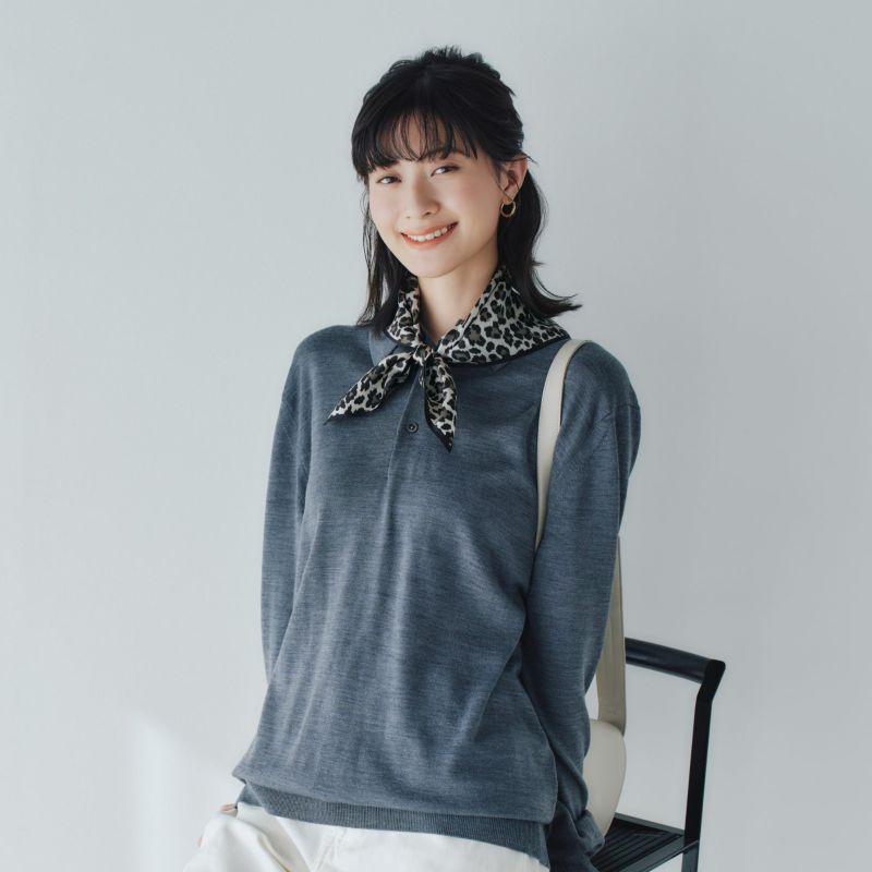 レオパードスカーフ＜グレー＞　シルク100%　日本製