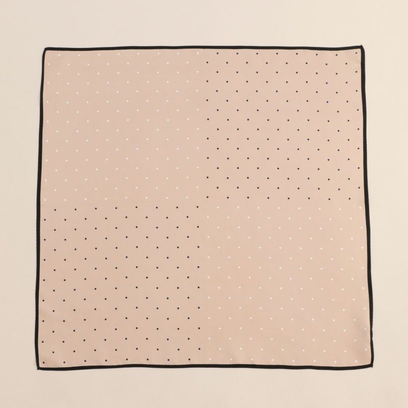 ピンドットスカーフ＜モカ＞　シルク100%　日本製