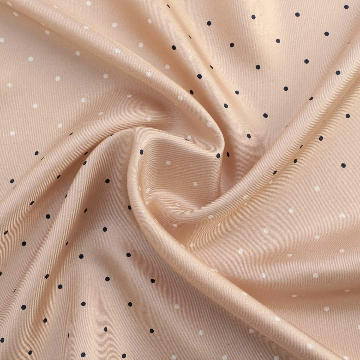 ピンドットスカーフ＜モカ＞　シルク100%　日本製