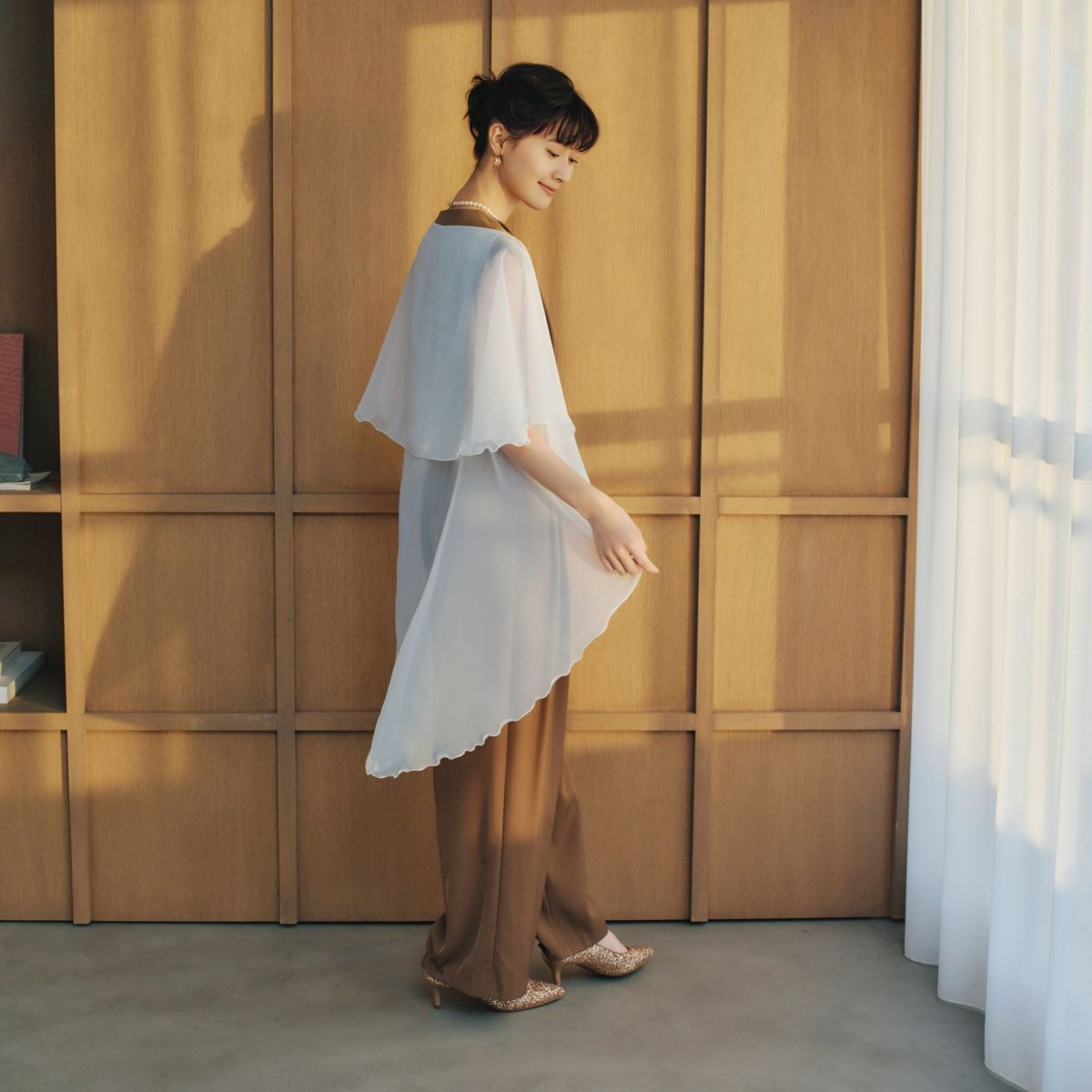  シフォンケープ＜アイボリー＞ 日本製