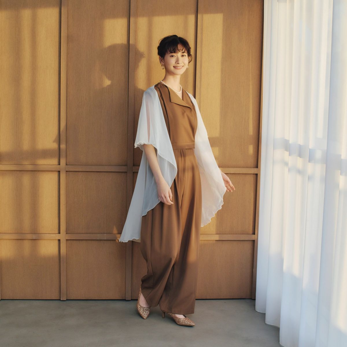  シフォンケープ＜アイボリー＞ 日本製