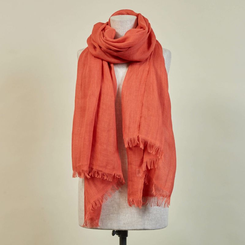  大判リネンストール＜レッド＞ イタリア製