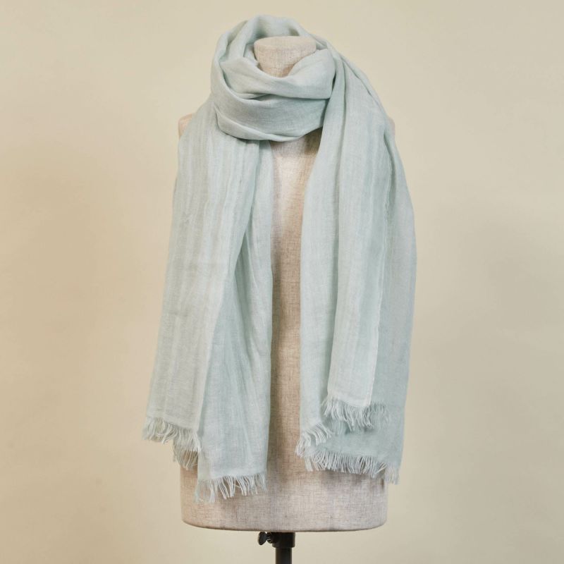 イタリア製　大判リネンストールのサックス