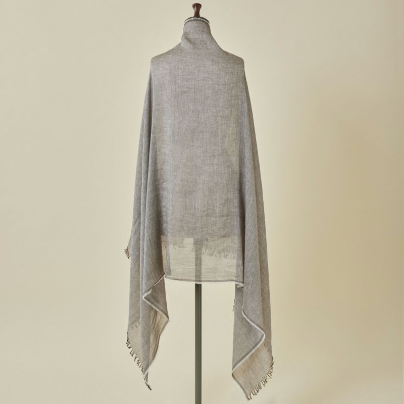 イタリア製　大判リネンコットンストールのブラウン