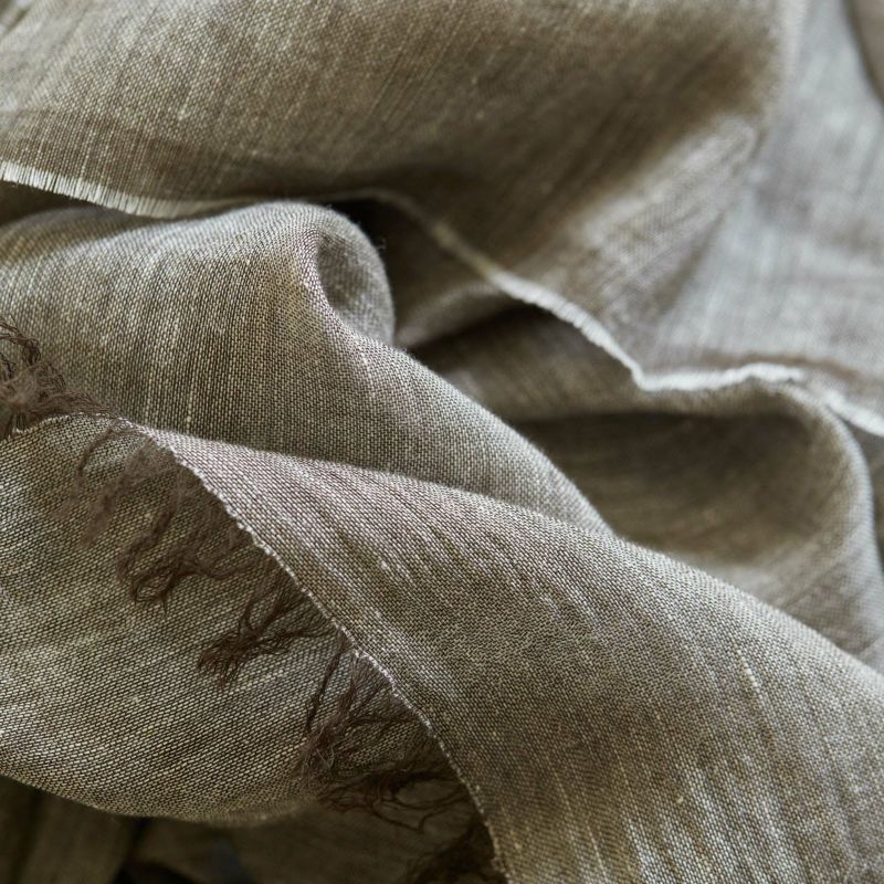 イタリア製　大判リネンコットンストールのブラウン