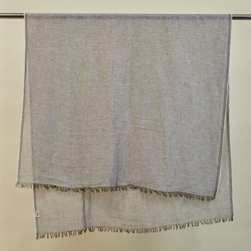 イタリア製　大判リネンコットンストールのブラウン