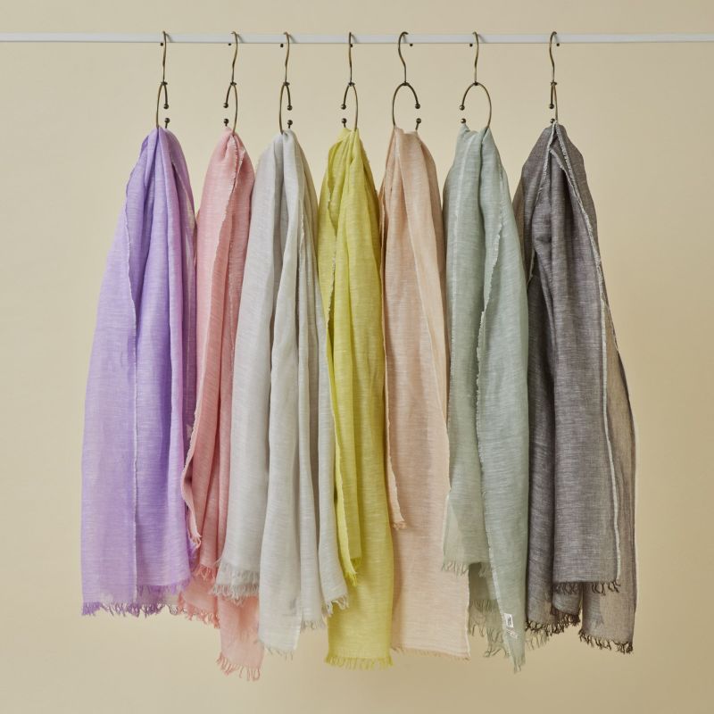 イタリア製　大判リネンコットンストール