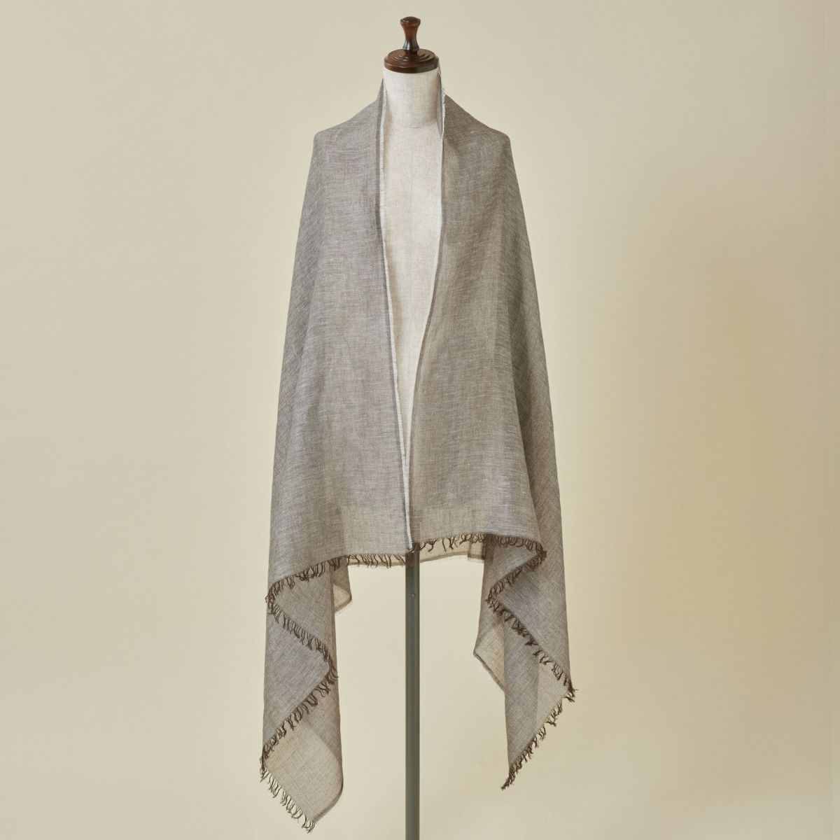  大判リネンコットンストール＜ブラウン＞ イタリア製