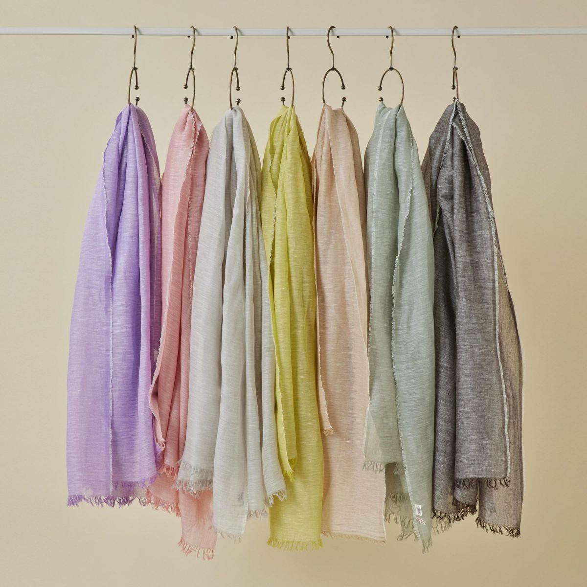 大判リネンコットンストール＜グリーン＞ イタリア製