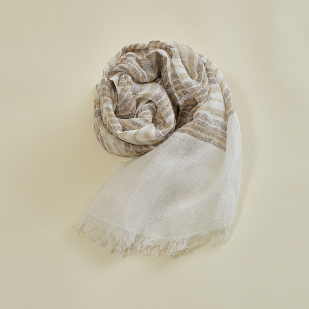 大判リネンボーダーストール