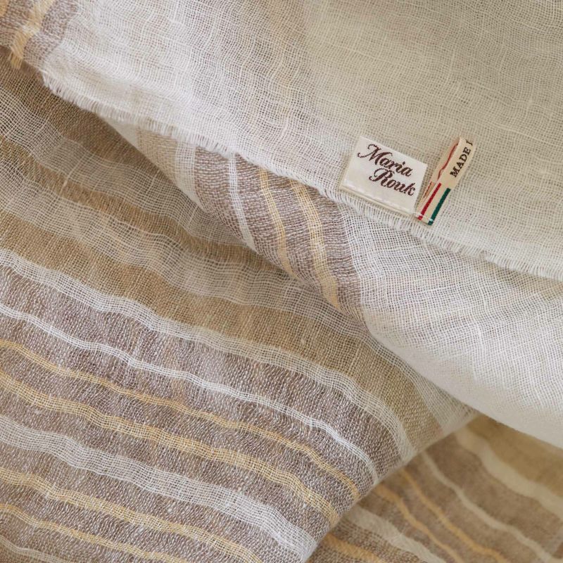 大判リネンボーダーストール