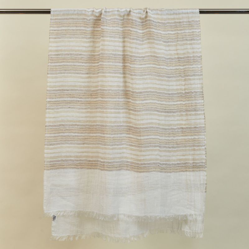 大判リネンボーダーストール