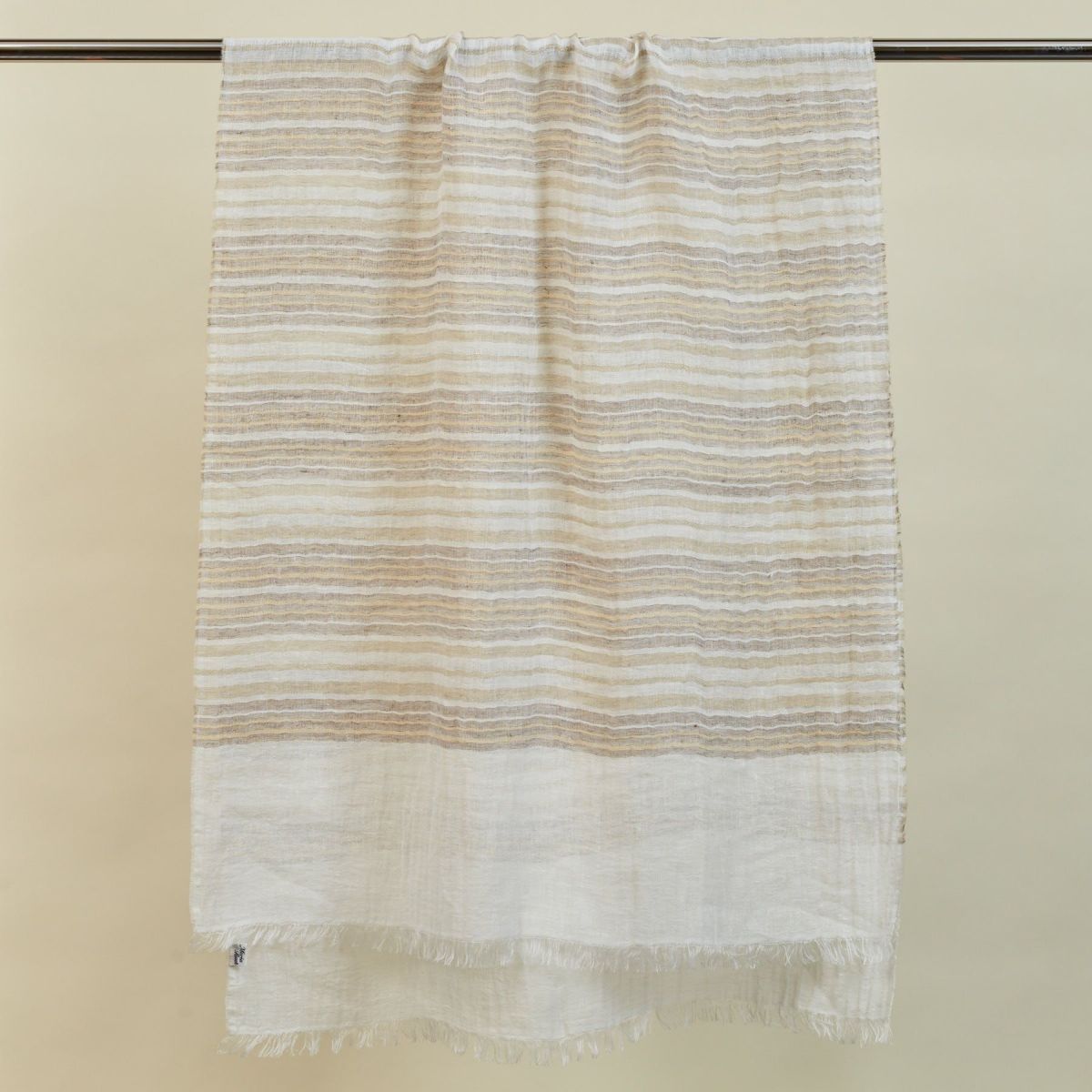 大判リネンボーダーストール