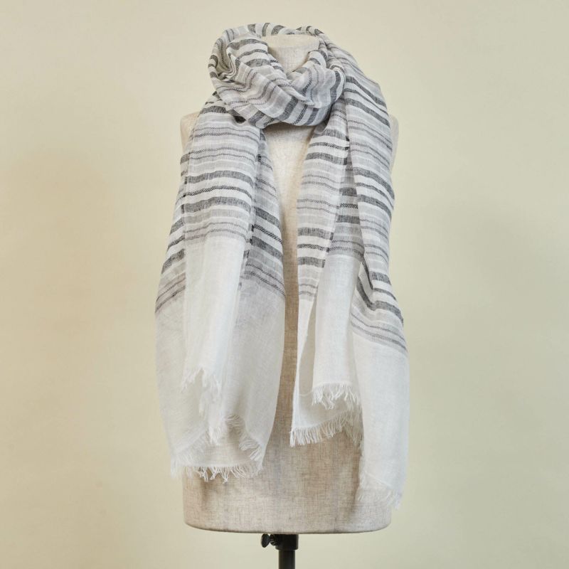 大判リネンボーダーストール