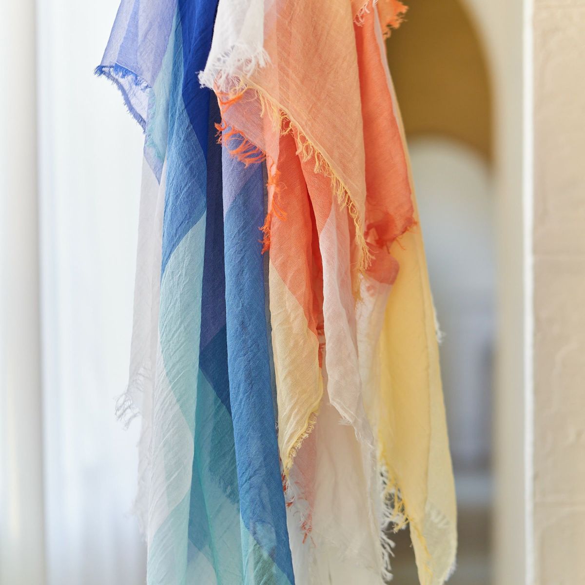 コットンスクエアチェックストール