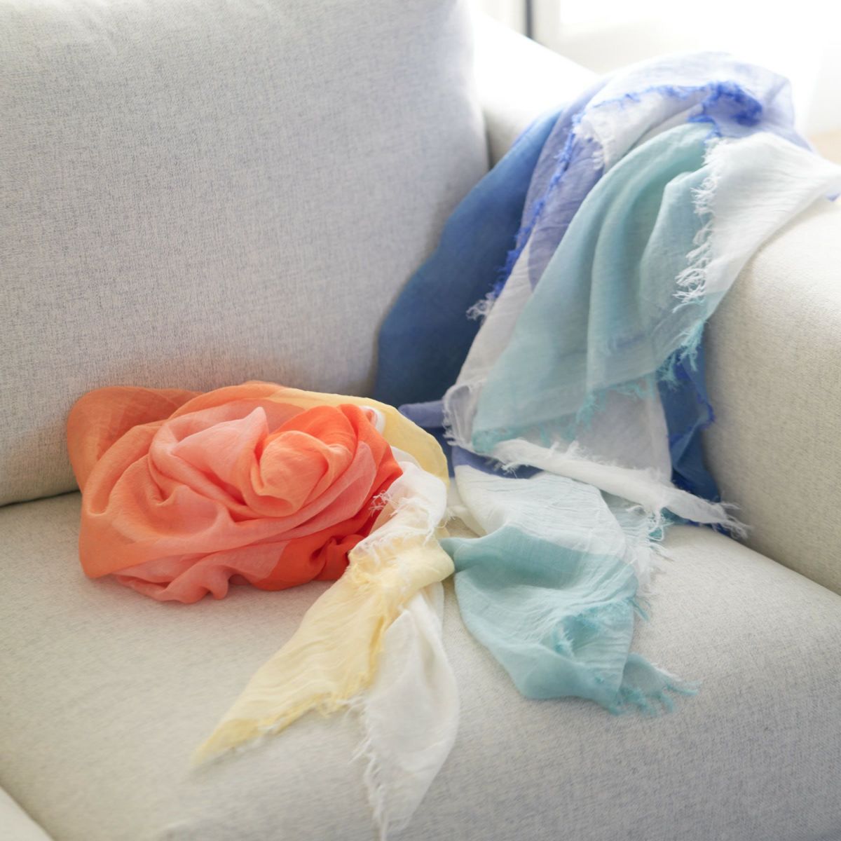 コットンスクエアチェックストール