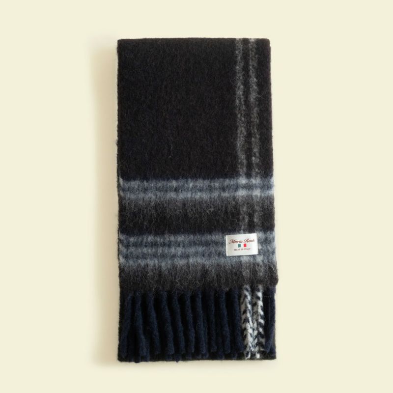 タリア製 アルパカチェックボリュームマフラー