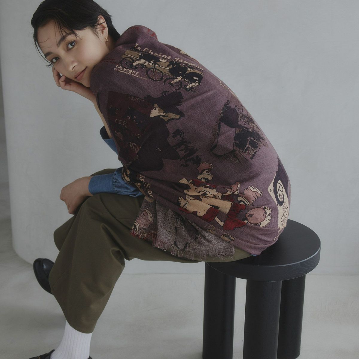  ロートレックカシミヤブレンドストール 日本製＜ボルドー＞