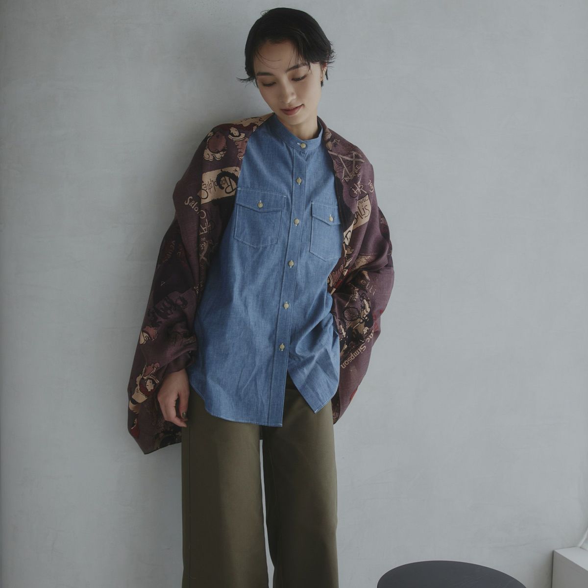  ロートレックカシミヤブレンドストール 日本製＜ボルドー＞