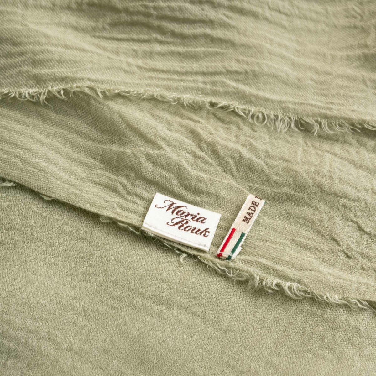 イタリア製大判モダールカシミヤストール＜カーキ＞