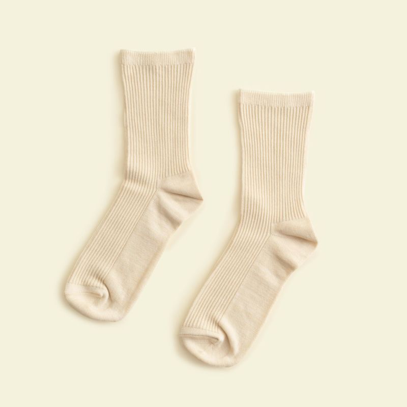 コットンシルクリブソックス＜アイボリー＞