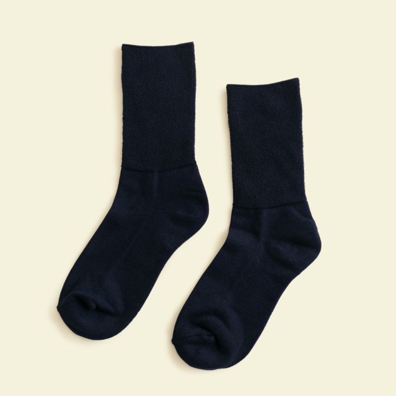 オーガニックコットンふわふわパイルソックス＜ダークネイビー＞　日本製