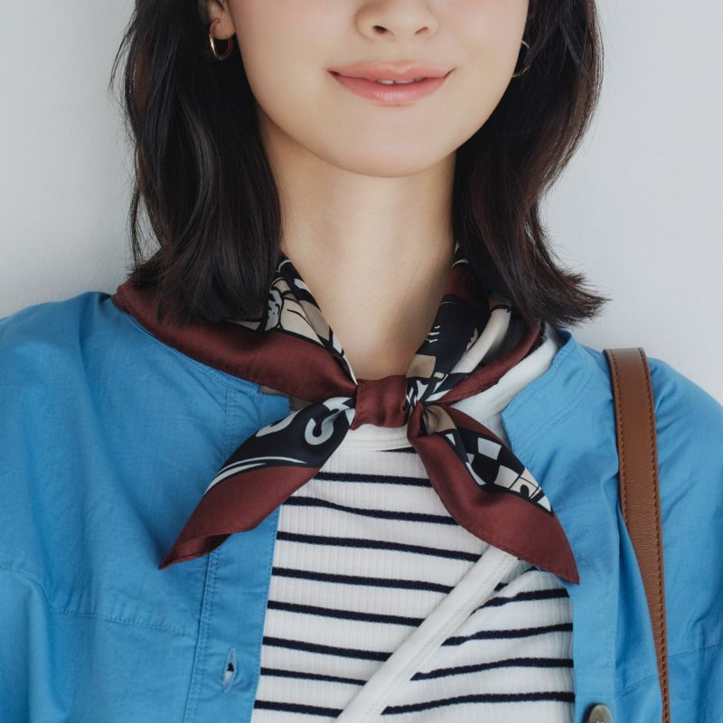 アメコミスカーフ＜ブラウン＞　シルク100%　日本製