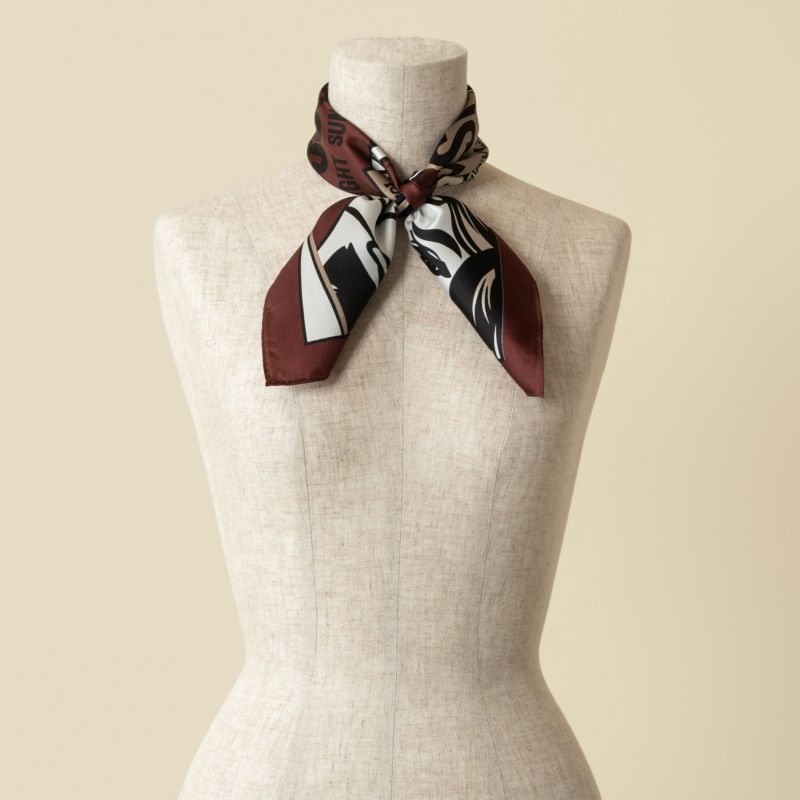 アメコミスカーフ＜ブラウン＞　シルク100%　日本製