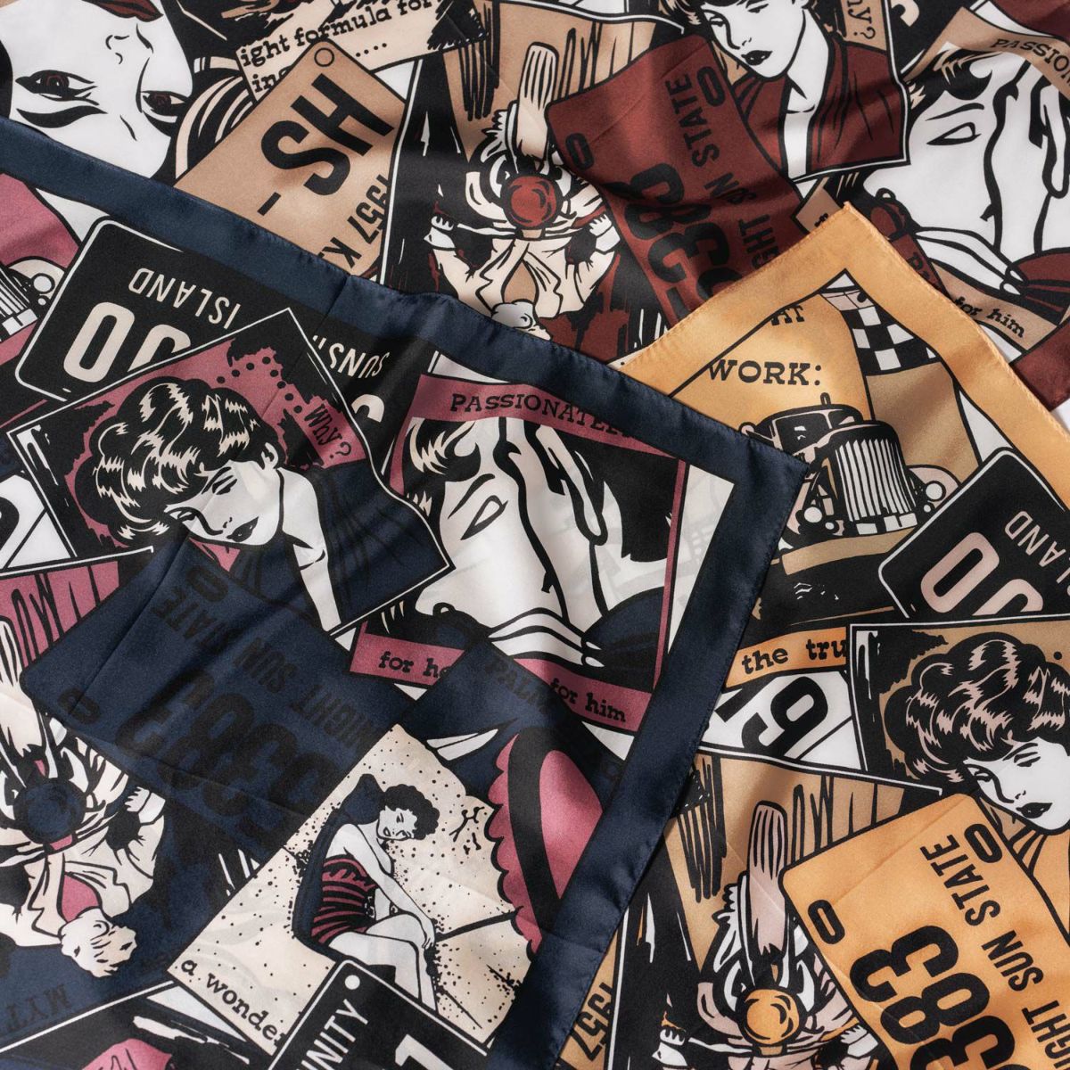 アメコミスカーフ シルク100%　日本製