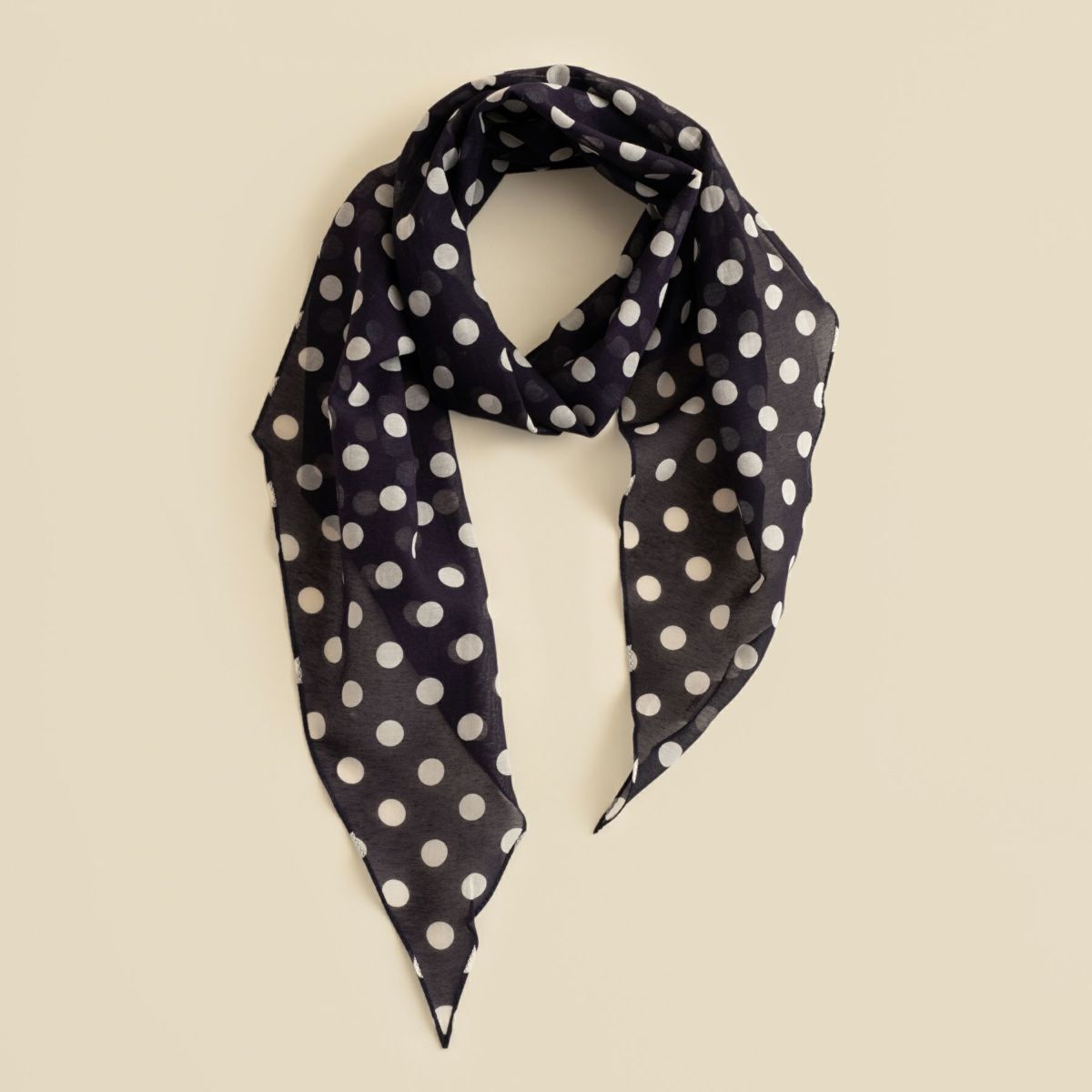 ドット剣先コットンリネンスカーフ＜ネイビー＞