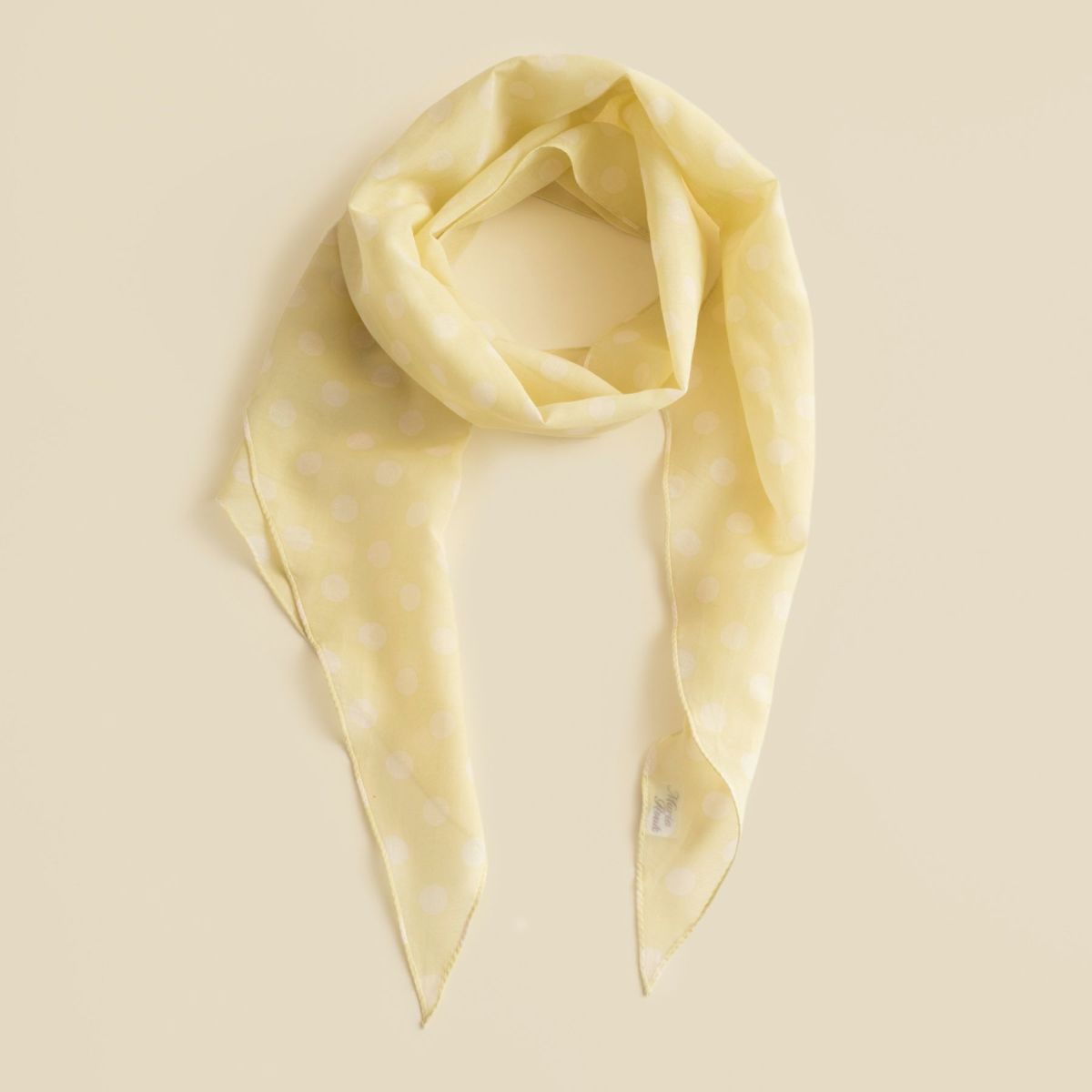  ドット剣先コットンリネンスカーフのイエロー