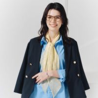  ドット剣先コットンリネンスカーフ＜イエロー＞