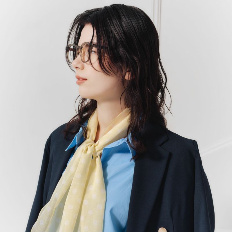  ドット剣先コットンリネンスカーフ＜イエロー＞